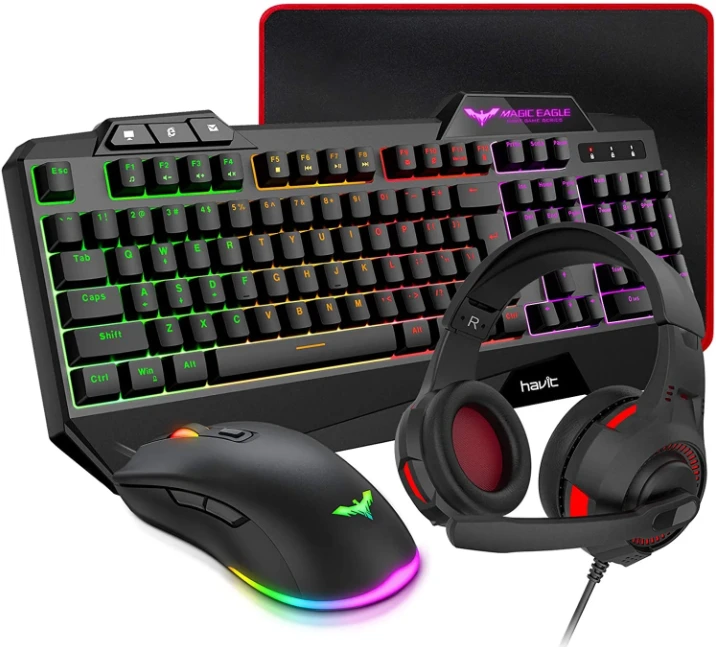 Havit HV-KB501CM Wired Black Gaming Keyboard Mouse Headphones and Mouse Pad Combo  # HV-KB501CM