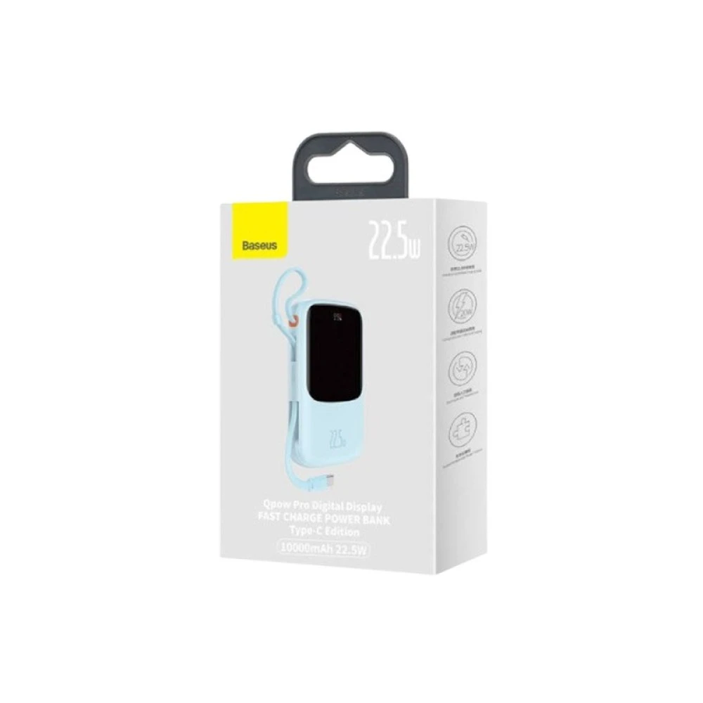 Baseus Qpow Pro 22.5W 10000mAh Type-C Digital Display Fast Charge Power Bank (Blue)