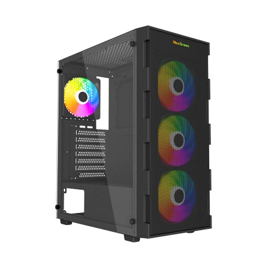 MaxGreen PS195-10-M Mid Tower Black ATX Gaming Desktop Casing