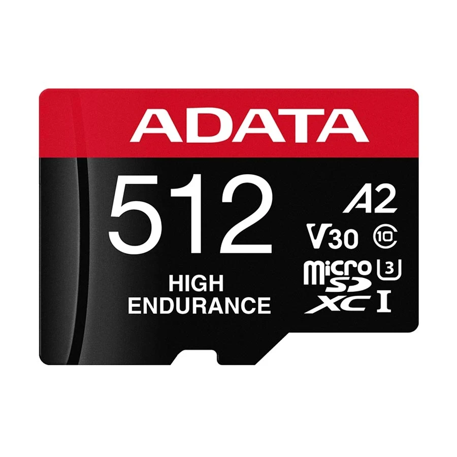 Adata High Endurance 512GB MicroSDXCSDHC UHS-I Class 10 V30 A2 Memory Card with Adapter #AUSDX512GUI3V30SHA2-RA1