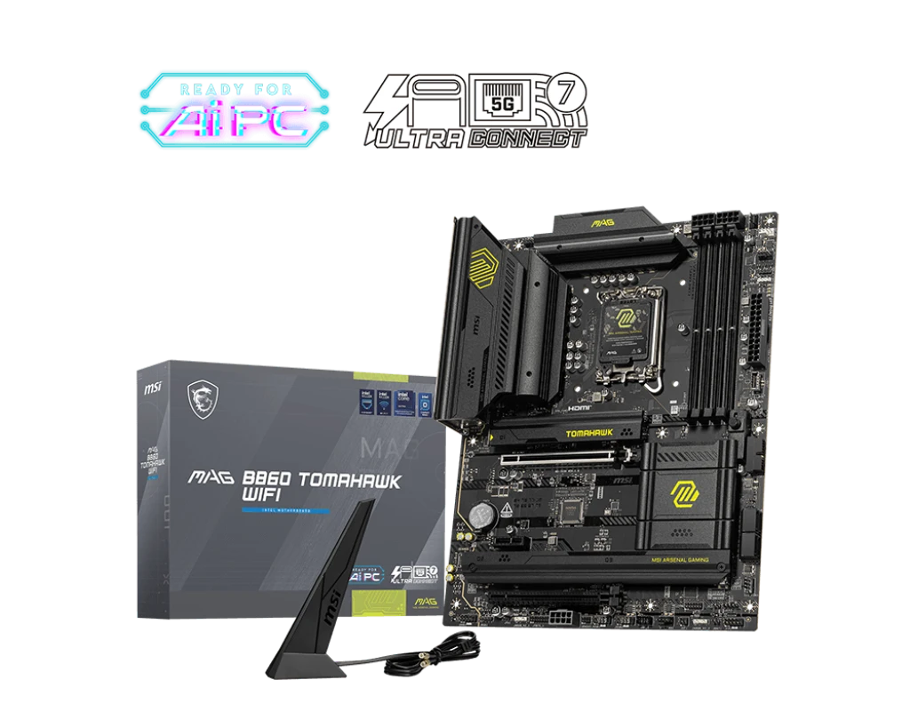 MSI MAG B860 TOMAHAWK (Wi-Fi 7) DDR5 (Intel Core Ultra LGA1851 Socket) ATX Gaming Motherboard