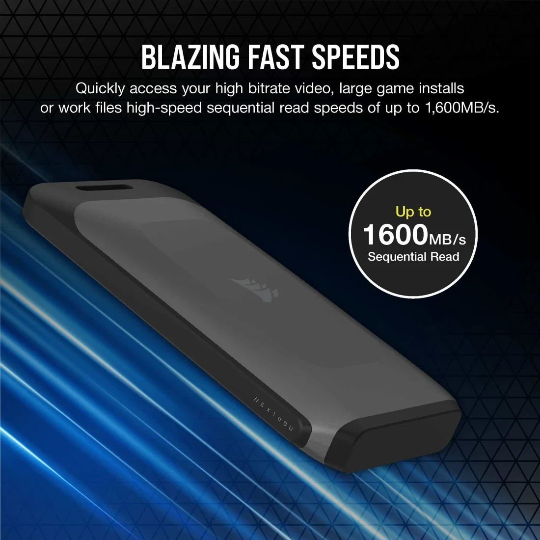 Corsair EX100U 2TB USB 3.2 Gen 2 Type-C Black Portable External SSD