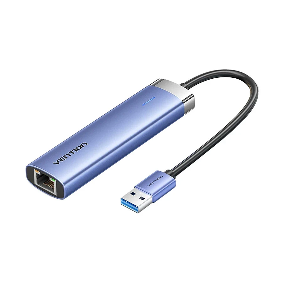 Vention TGFSB USB Male to Tri USB, Type-C & LAN Female, 0.15 Meter, Blue Multi-Interface HUB