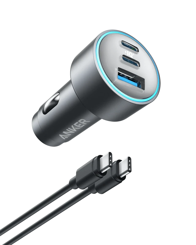 ANKER 67W 3-PORT USB-C CAR CHARGER FAST CHARGING