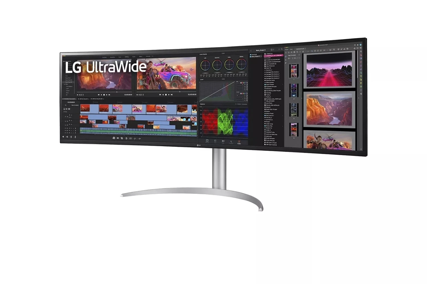 LG 49WQ95C-W 49 Inch 5K UW-DQHD Curved Dual HDMI, DP, Headphone, USB, USB Type-C Professional Monitor