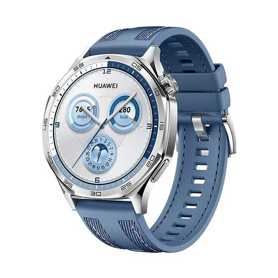 Huawei Watch GT5 Silver with Blue Woven Strap 46mm GPS Bluetooth Calling Smart Watch