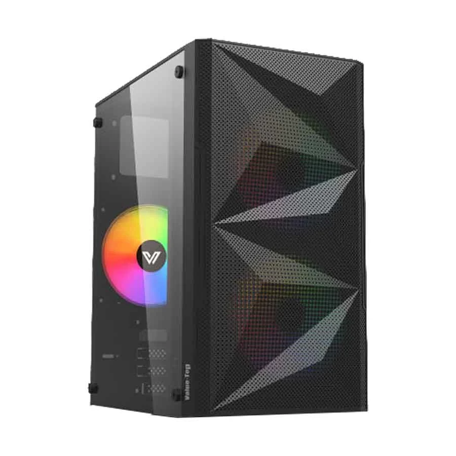Value Top VT-M700 Mini Tower Micro-ATX (Tempered Glass Side Window) Black Gaming Desktop Casing with Standard PSU