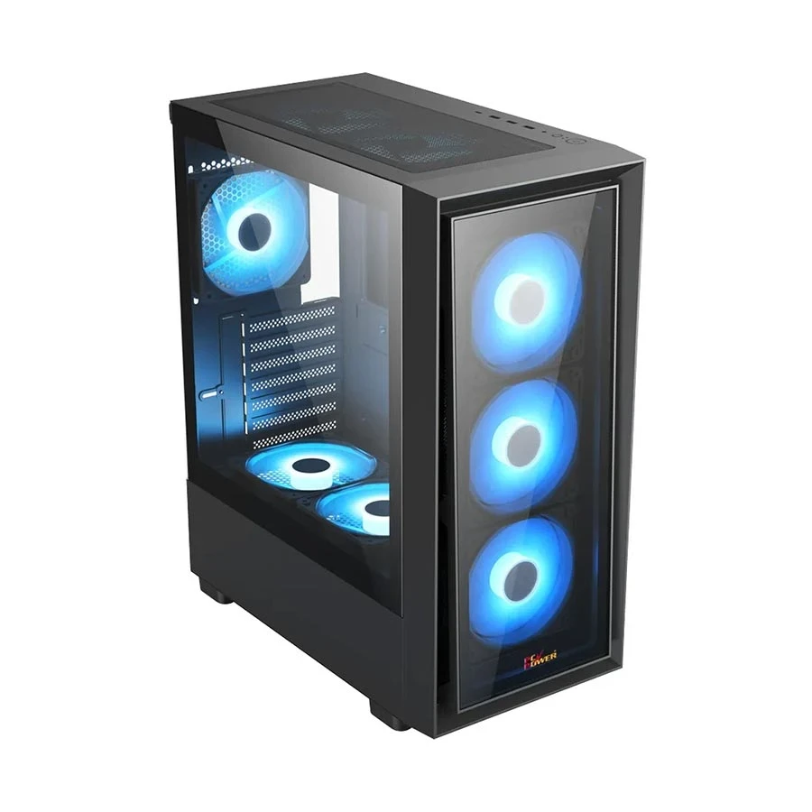 PC Power Crystal Glass V3 Mid Tower Black Gaming Desktop Casing #PP-GS2404V3 BK