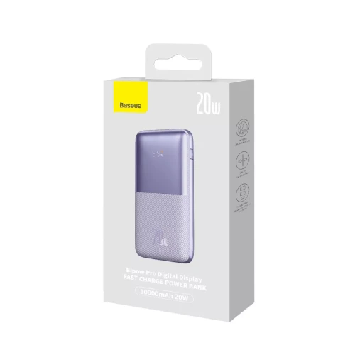Baseus Bipow Pro 20W 10000mAh Digital Display Fast Charge Power Bank (Purple)