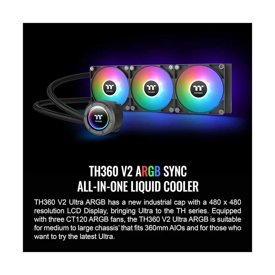 Thermaltake TH360 V2 ARGB Sync AIO Black Liquid CPU Cooler #CL-W362-PL12SW-A