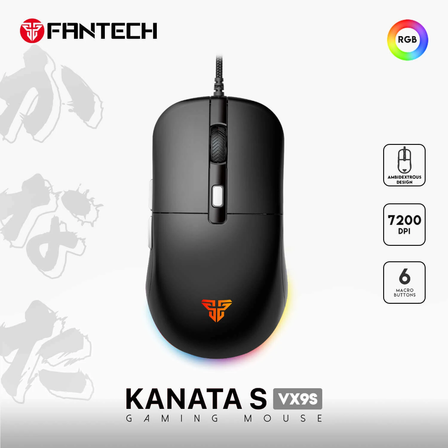 Fantech KANATA VX9S Wired Black Macro RGB Gaming Mouse