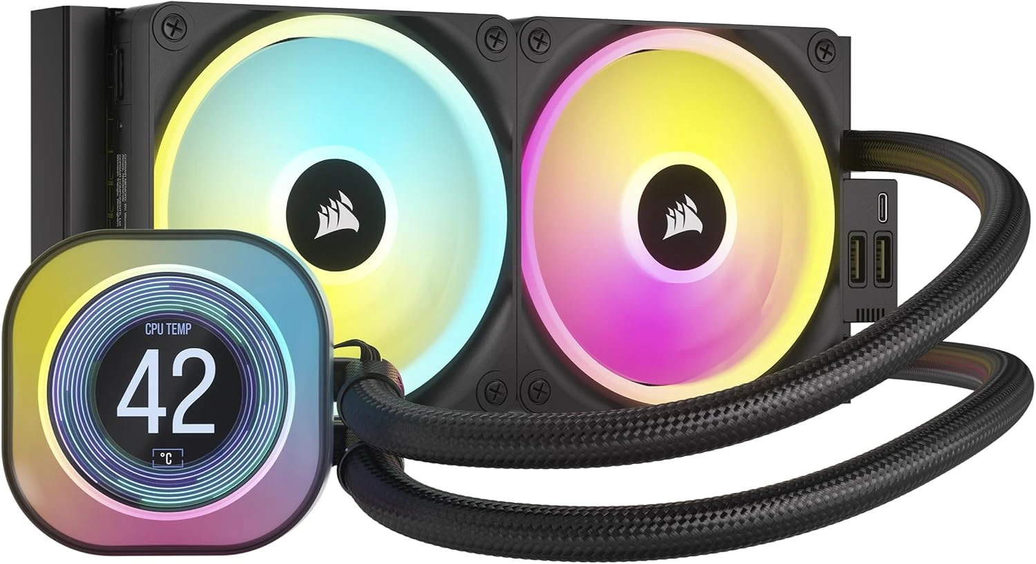 Corsair iCUE Link H100i LCD RGB 240mm AIO Black Liquid CPU Cooler #CW-9061007-WW