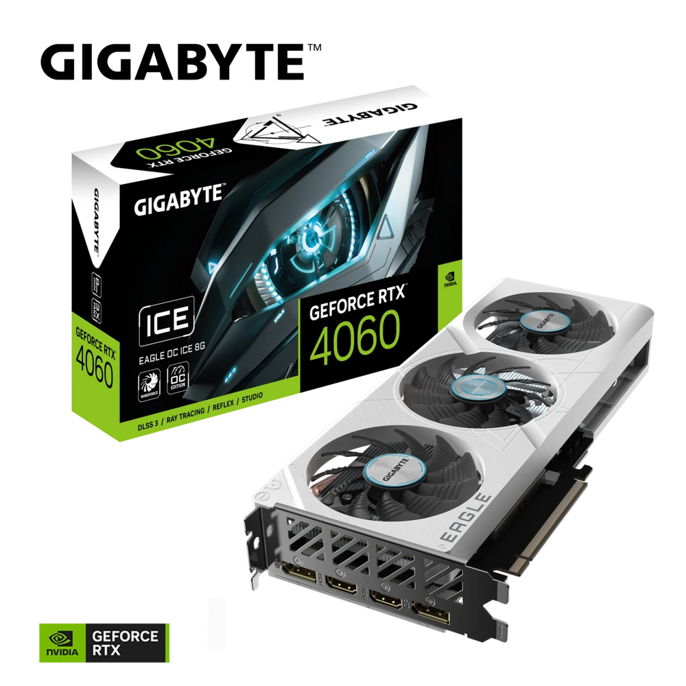 Gigabyte GeForce RTX 4060 EAGLE OC ICE 8G 8GB GDDR6 Graphics Card