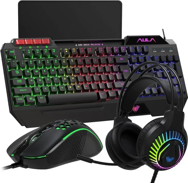 Aula T650 RGB Black USB Wired Gaming Keyboard, Mouse, Mouse Pad & Headphone Combo