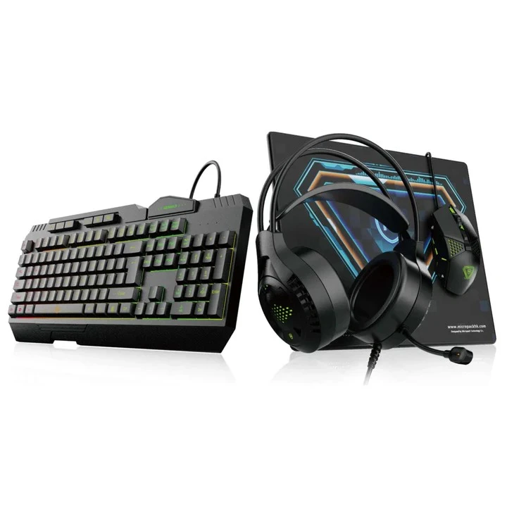 Micropack GC-410 Rainbow Wired Black 4 In 1 Keyboard, Mouse, Headphones and Mouse Pad Gaming Combo