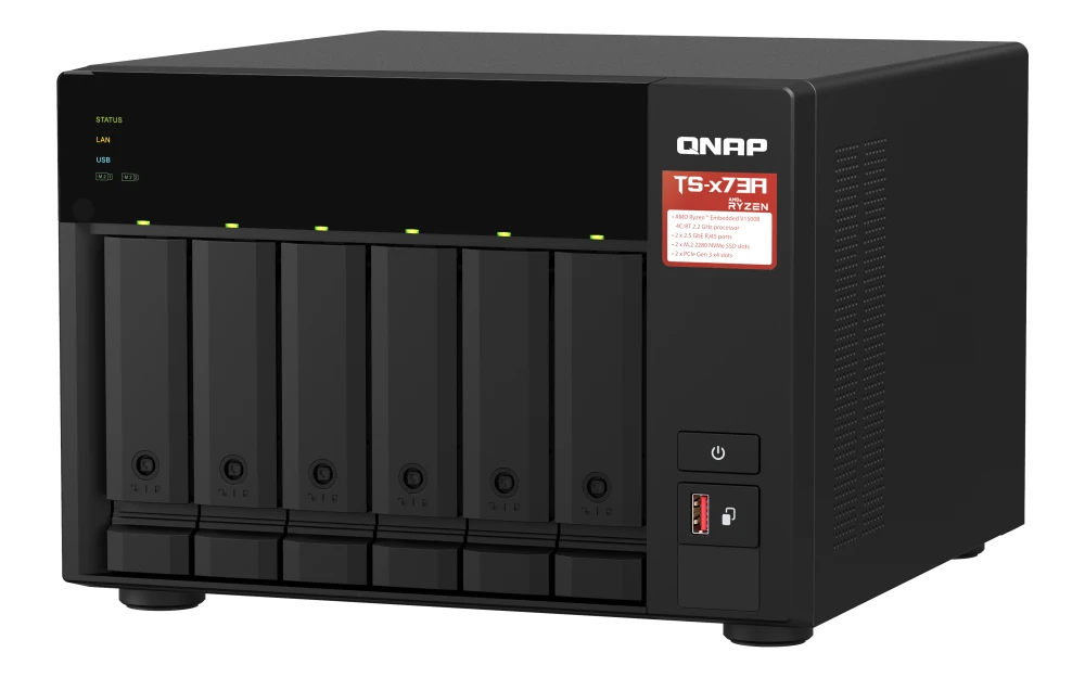 QNAP TS-673A-8G 6 Bay Tower AMD Ryzen Embedded V1500B network Storage (3 Year Warranty)