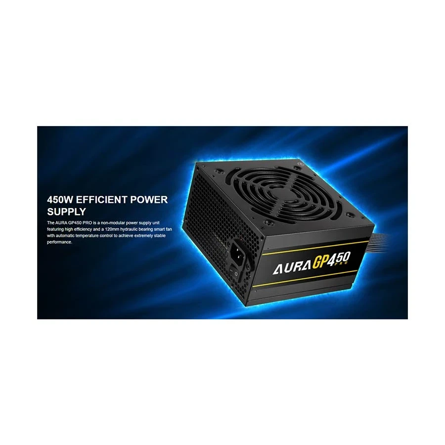 Gamdias AURA GP450 Pro 450W Non Modular 80 Plus White Certified Black Power Supply