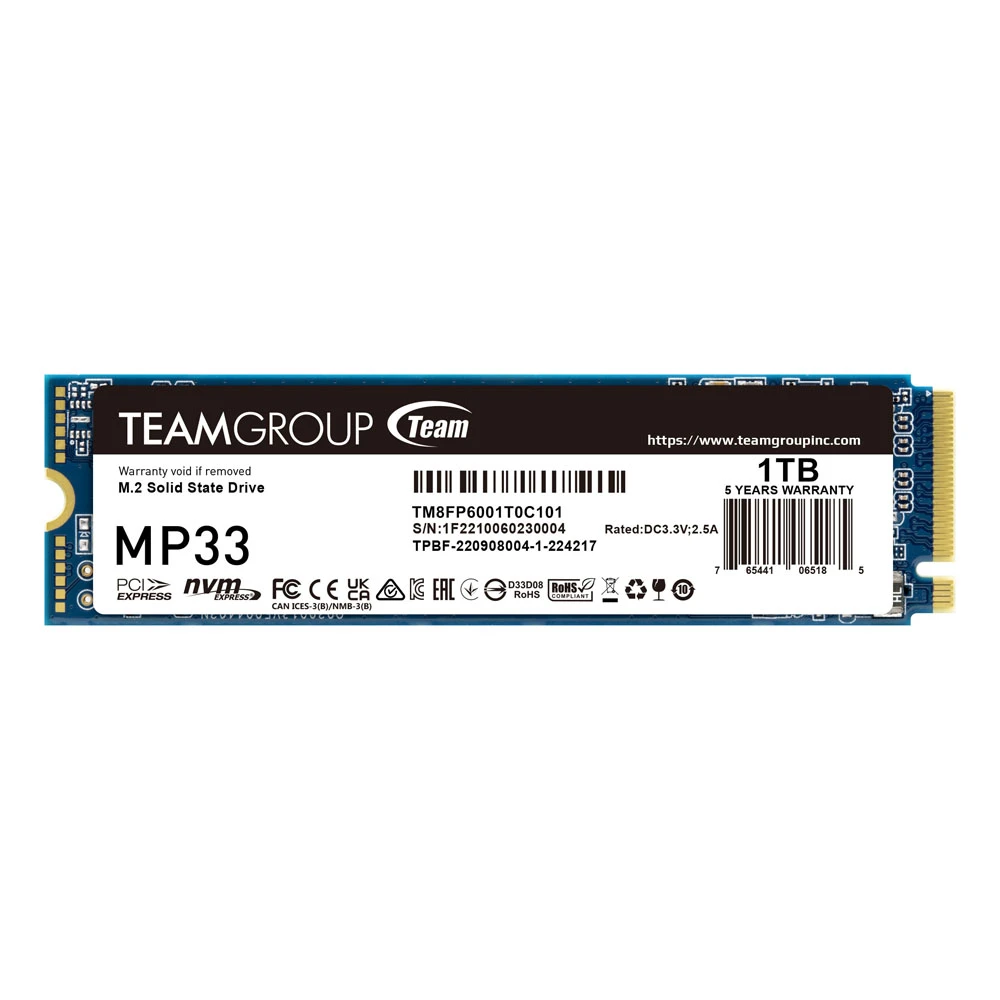 Team MP33 1TB M.2 2280 Nvme PCIe Gen3x4 Internal SSD