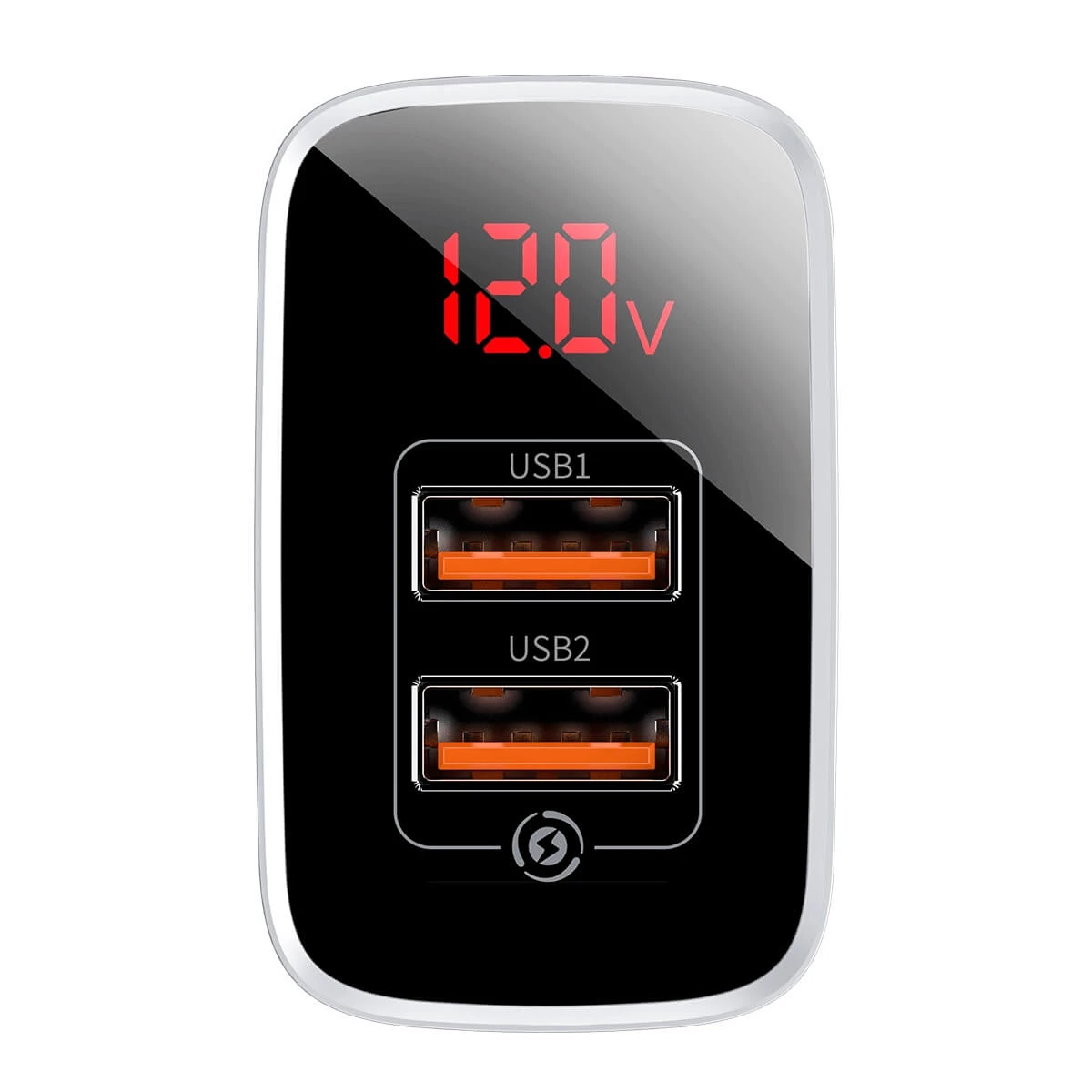 BASEUS CCJMHA-D02 MIRROR LAKE DUAL QC DIGITAL DISPLAY QUICK CHARGER (WHITE)