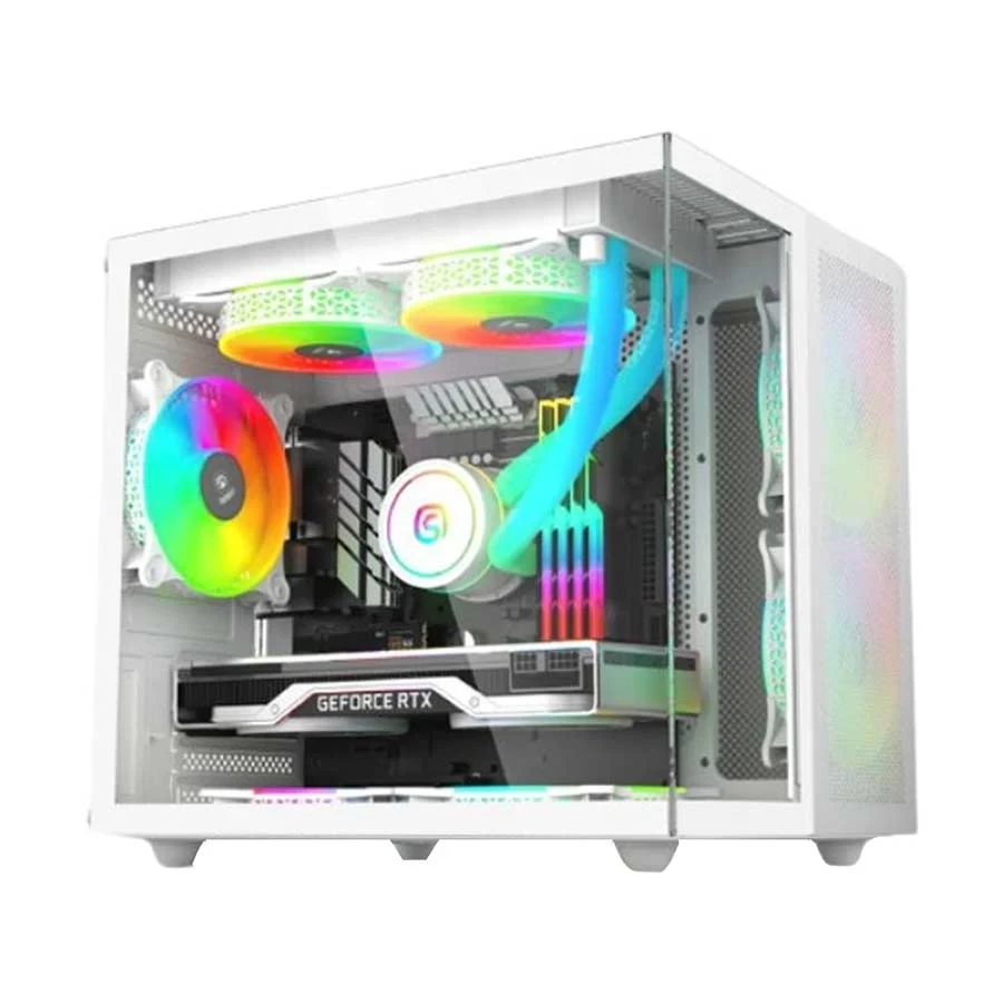 Revenger Duo Dynamic Mini Tower White Micro-ATX Gaming Desktop Casing