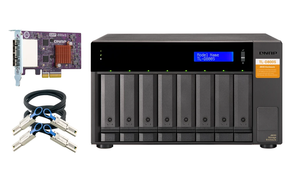 QNAP TL-D800S 8 Bays Mini SAS (SFF-8088) Input & Output / SATA III Expansion Unit for Network Storage (2 Year Warranty)