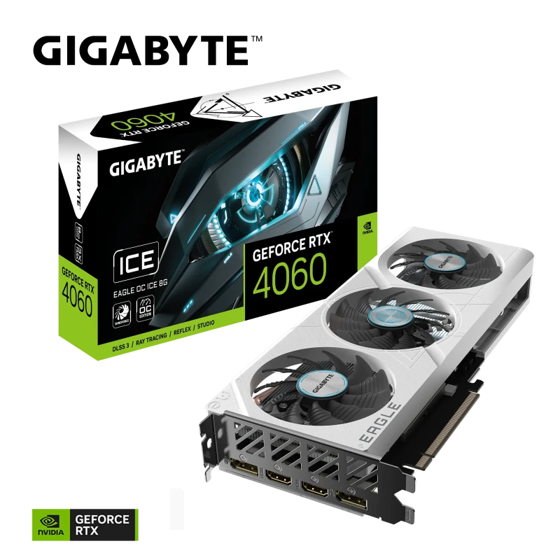 Gigabyte GeForce RTX 4060 EAGLE OC ICE 8G 8GB GDDR6 Graphics Card
