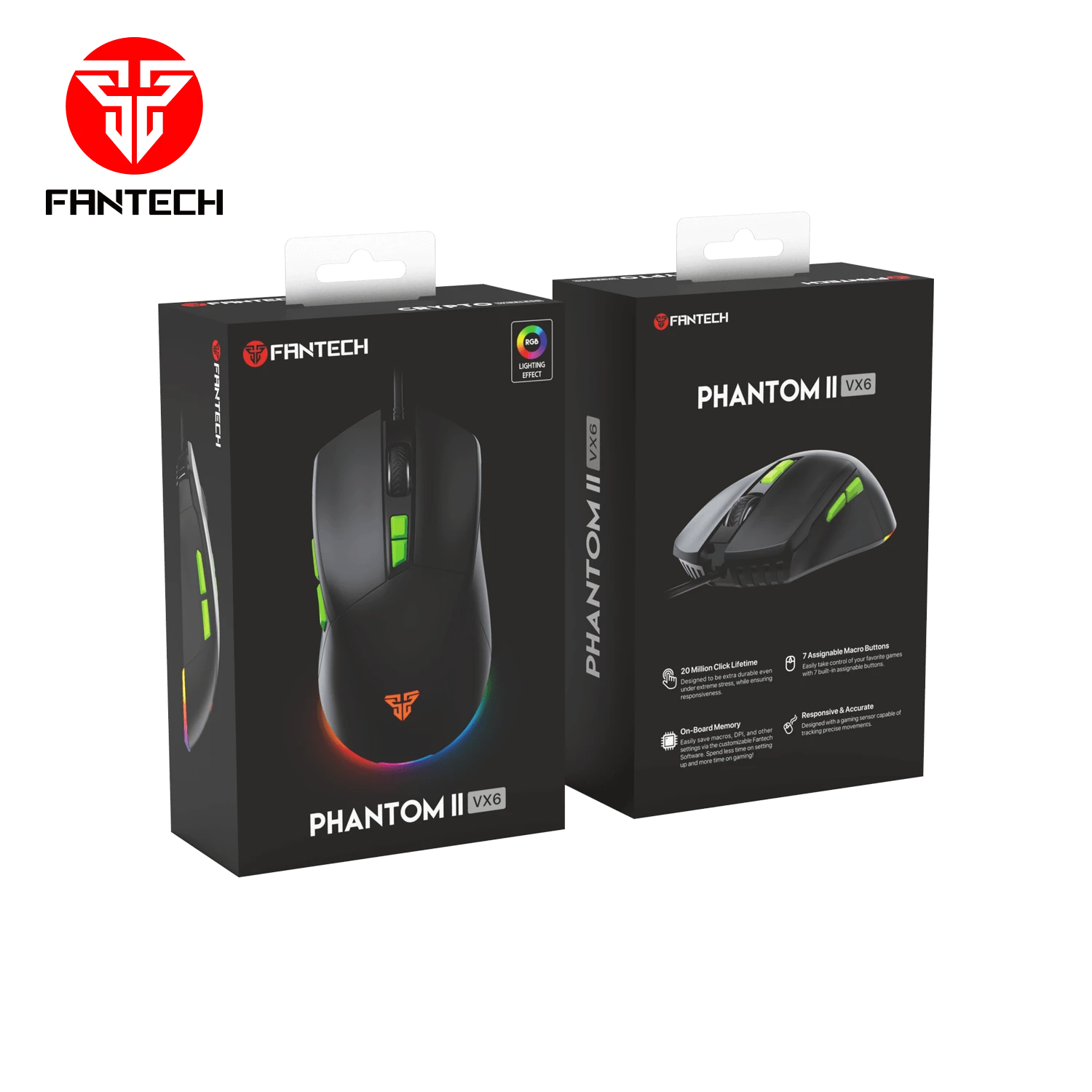 Fantech VX6 Phantom II RGB Wired Neon White Gaming Mouse