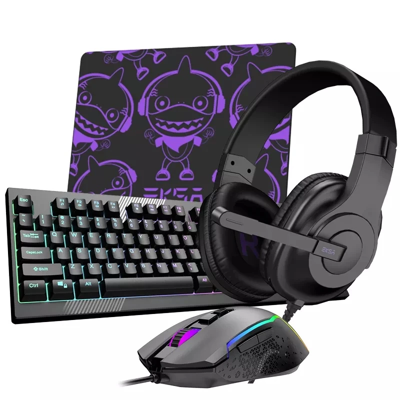 EKSA ET100 Pro Wired Black Gaming Keyboard, Headphone, Mouse & Mouse Pad Essential Gaming Combo