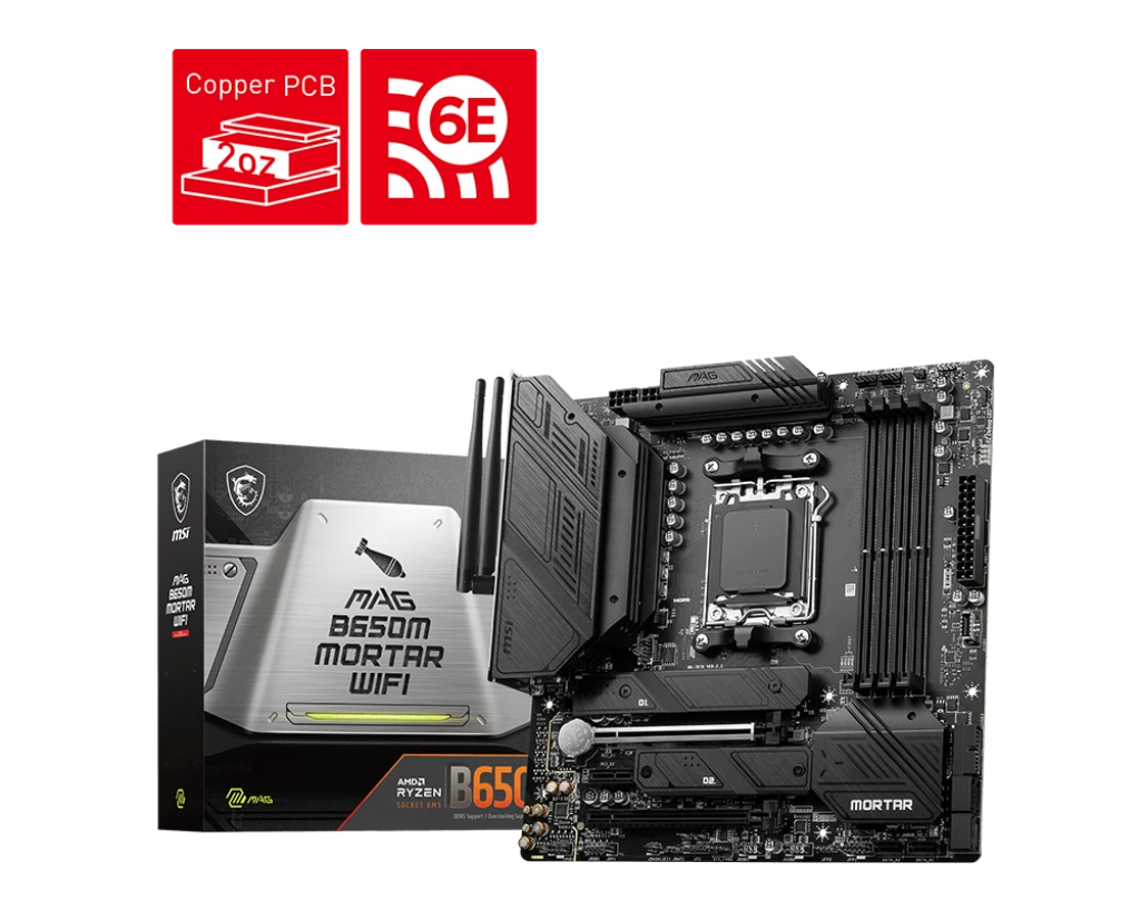 MSI MAG B650M MORTAR (Wi-Fi 6E) DDR5 AMD AM5 Socket Gaming Motherboard