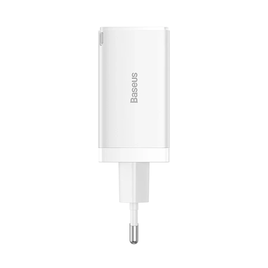 BASEUS CCGP120202 GAN5 PRO FAST CHARGER 2C+U 65W EU WHITE TYPE-C TO TYPE-C 100W 1M