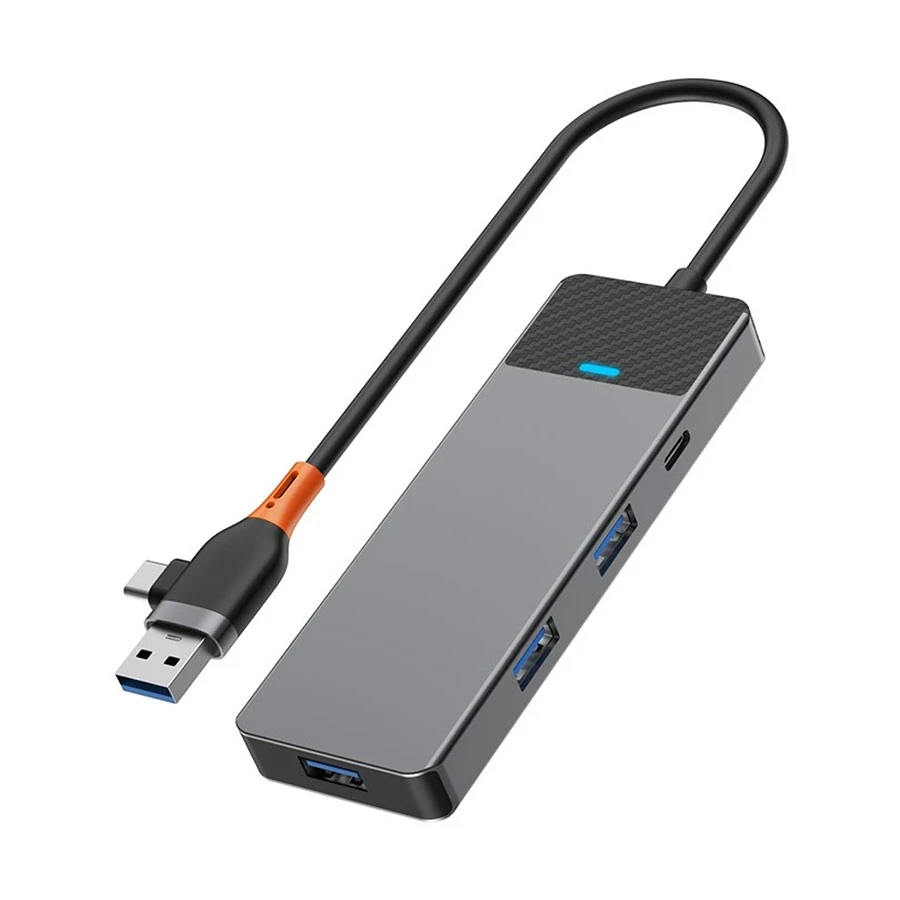 WiWU A431C Linker 4 in 1 USB-A & USB-C Gray Hub
