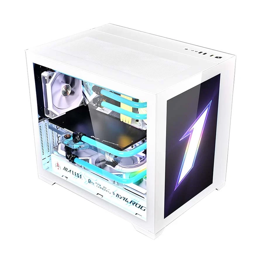1st Player STEAMPUNK SP7 EMOTION VIEW Mid Tower White ATX Gaming Desktop Casing with Fan, HUB & Controller