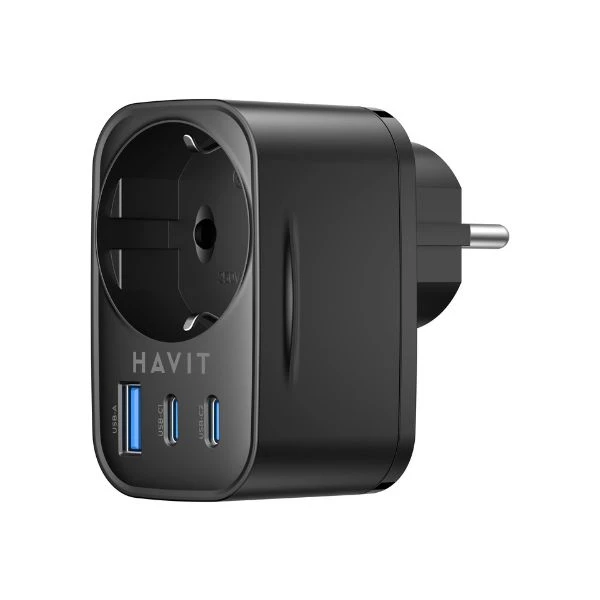 HAVIT UC142 30W 4 IN 1 GaN USB Travel charger with Plug Adapter