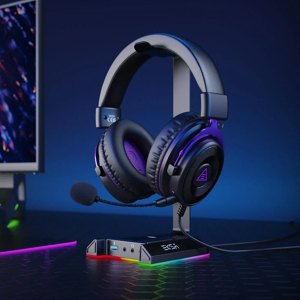 EKSA E900 Purple Wired Over-Ear Gaming Headphone