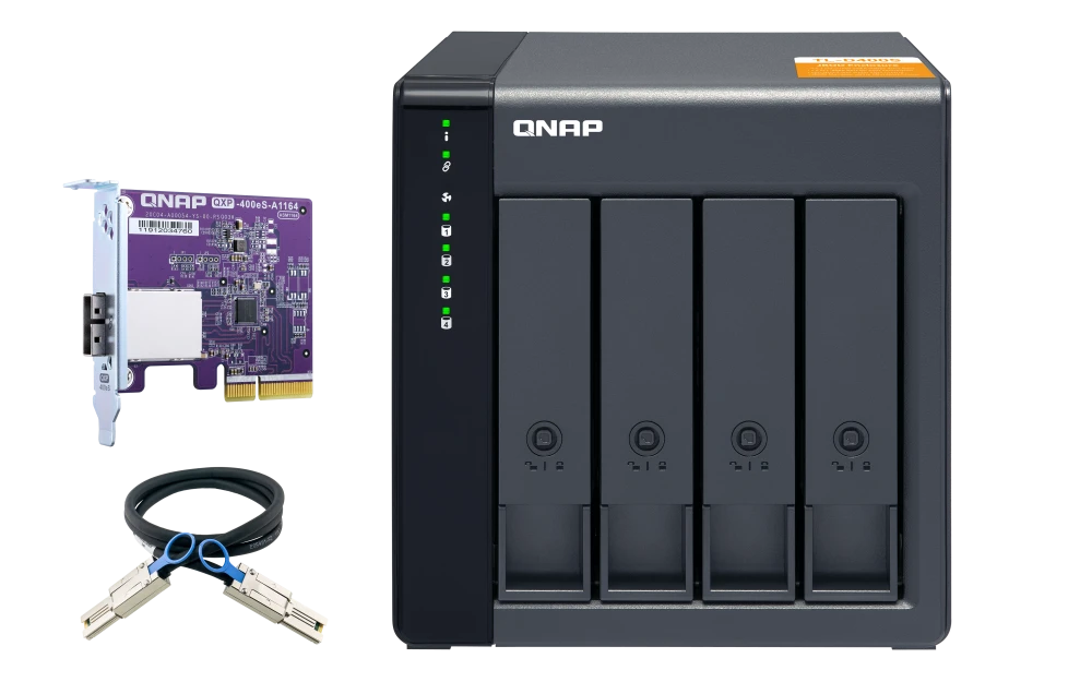 QNAP TL-D400S 4 Bays Mini SAS (SFF-8088) Input & Output / SATA III Expansion Unit for Network Storage