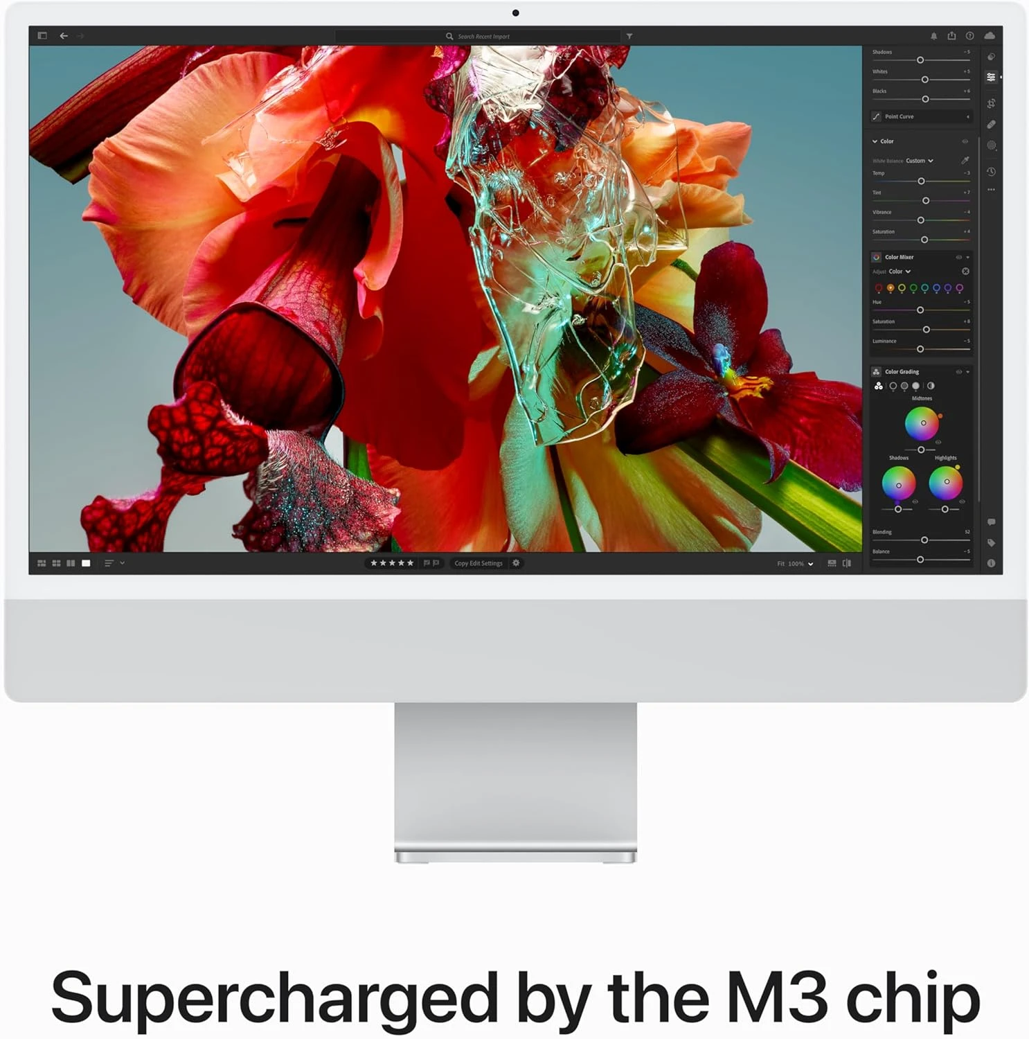 Apple iMac (Late 2023, 4 Port) Apple M3 Chip 8GB RAM, 256GB SSD 24 Inch 4.5K Retina Display Silver All in One PC