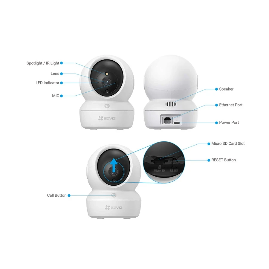EZVIZ H6c Pro 2K+ (4mm) (4.0MP) Wi-Fi Dome IP Camera #CS-H6c-R105-1J4WF