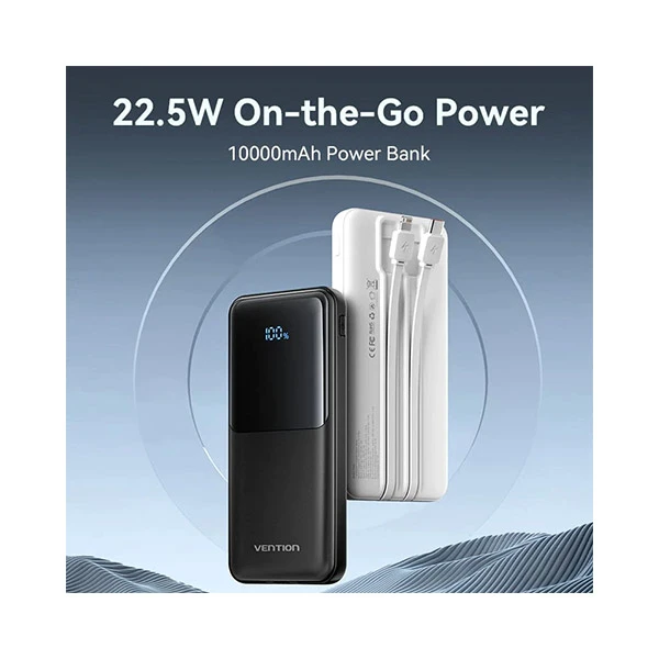 Vention FHOB0 10000mAh Built-in USB-C & Lightning Cables 22.5W Power Bank