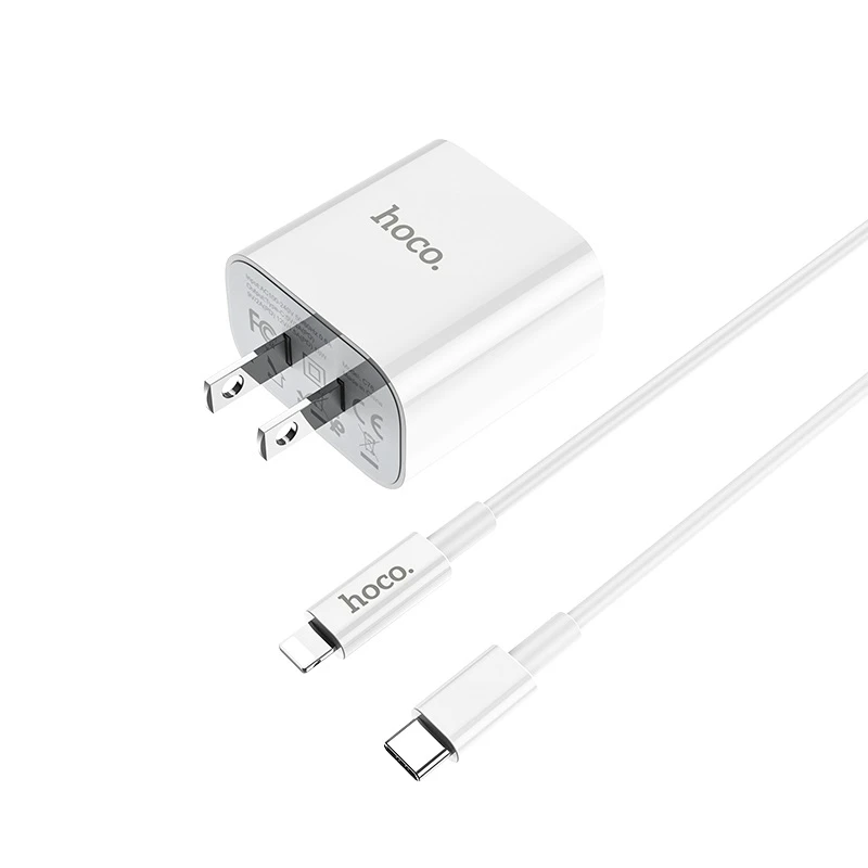 Hoco C76 Speed source PD3.0 US Type-C output set White Wall charger with cable