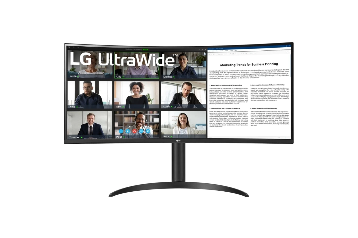 LG UltraWide 34WR55QK-B 34 Inch 3K UWQHD Display Dual HDMI, DP, USB-C Curved Professional Monitor