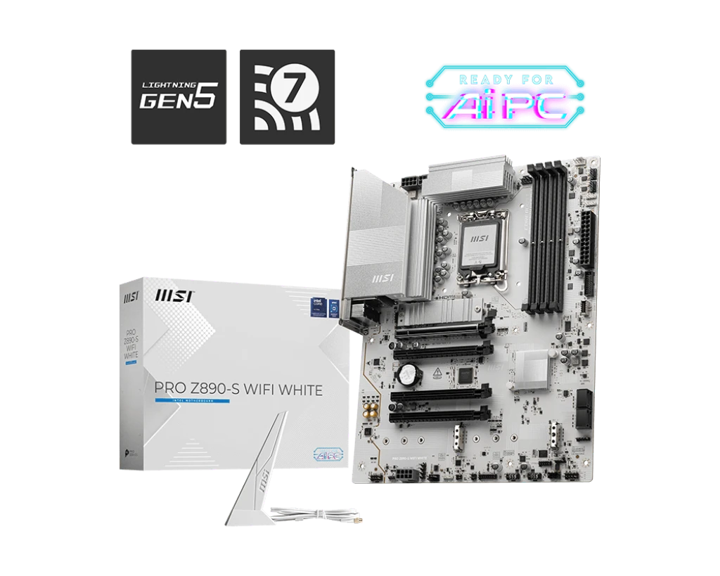 MSI PRO Z890-S (Wi-Fi 7) DDR5 White (Intel Core Ultra LGA1851 Socket) ATX Motherboard #PRO Z890-S WIFI WHITE