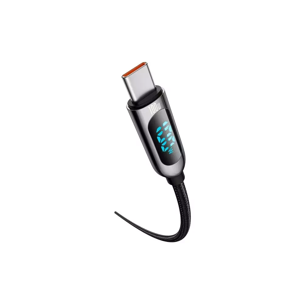 BASEUS 100W TYPE C TO TYPE C 1M FAST CHARGING CABLE WITH DIGITAL DISPLAY