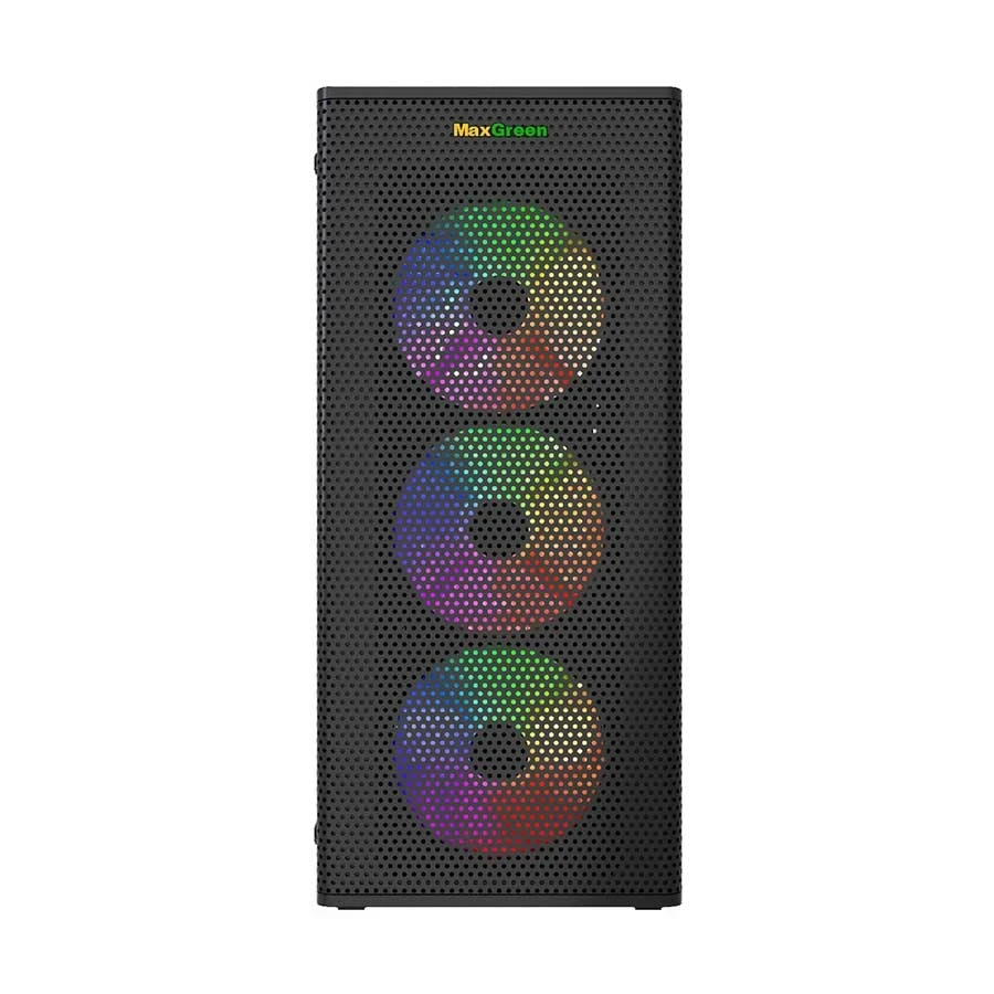 MaxGreen 5510-Mesh ARGB Mid Tower Black Micro-ATX Gaming Desktop Casing With Standard PSU