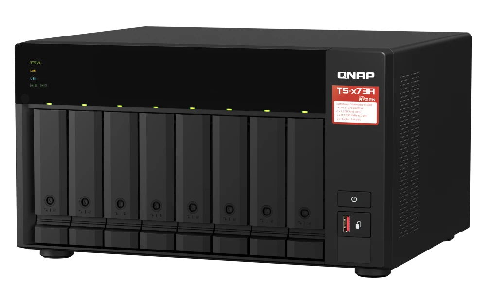 QNAP TS-873A-8G 8 Bay Tower AMD Ryzen Embedded V1500B Network Storage (3 Year Warranty)