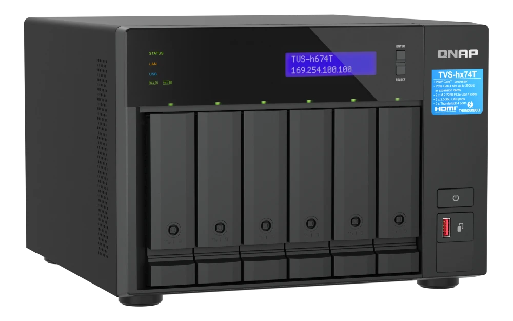 QNAP TVS-h674T-i5-32G 6 Bay Tower Intel Core i5-12400Network Storage (3 Year Warranty)