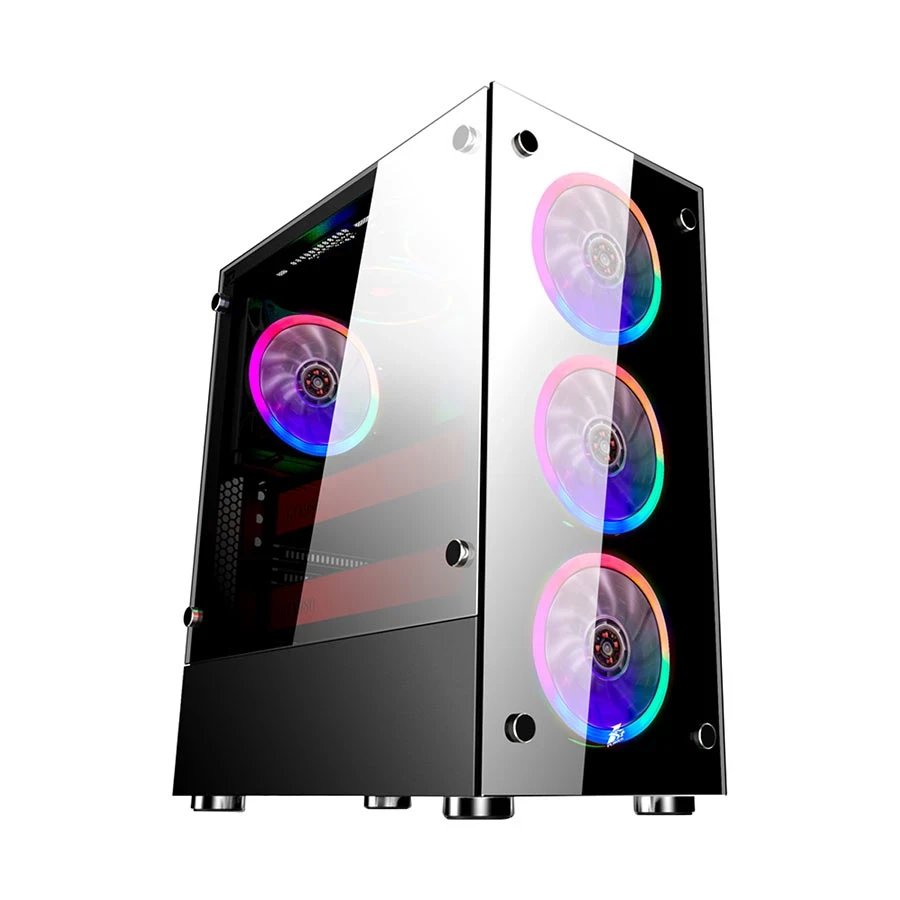 1st Player V6 Full Tower Black ATX Gaming Desktop Case with HUB & Controller