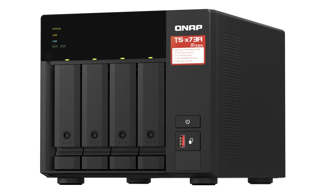 QNAP TS-473A-8G 4 Bay Tower AMD Ryzen Embedded V1500B Network Storage (3 Year Warranty)