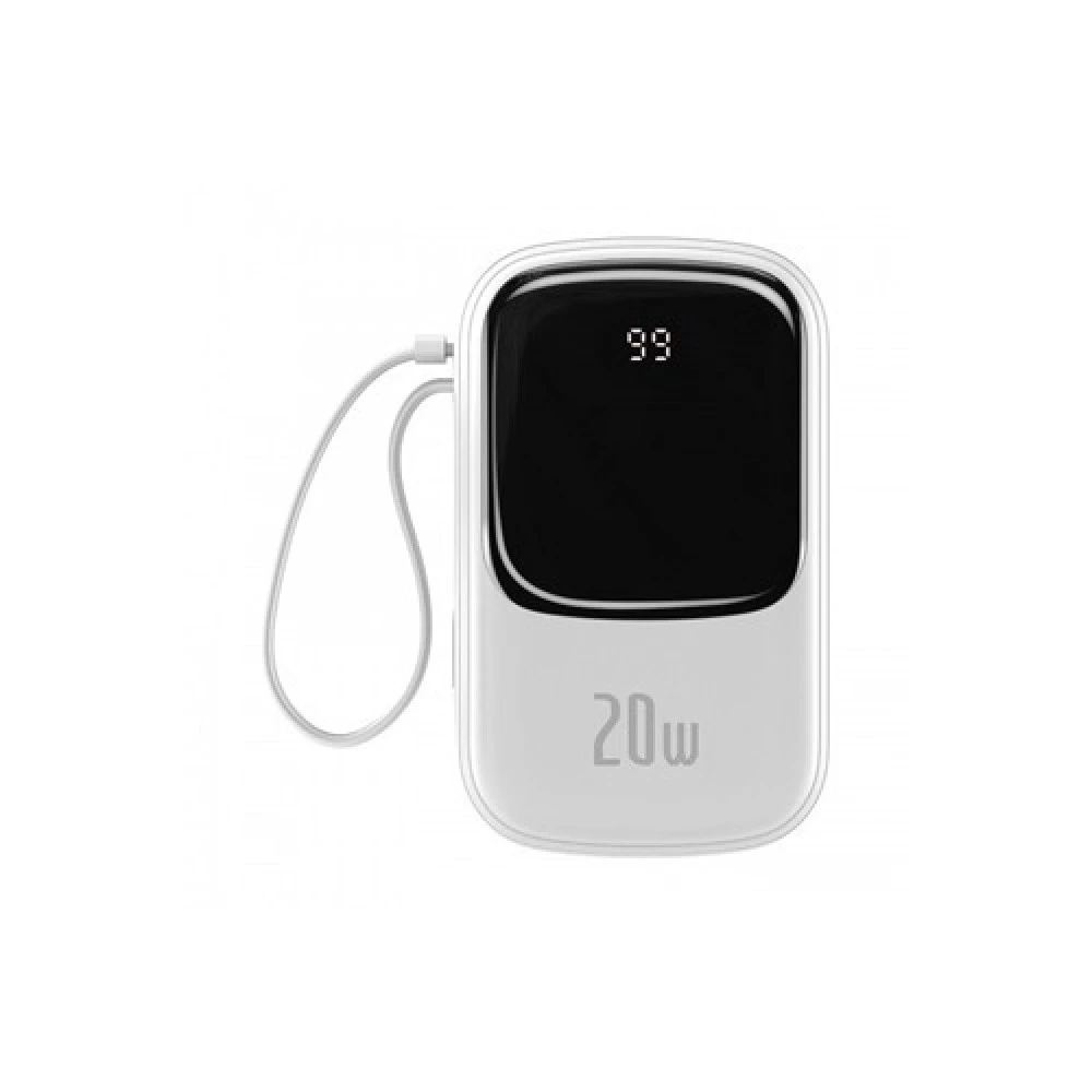 BASEUS QPOW DIGITAL DISPLAY QUICK CHARGING 20W 20000MAH POWER BANK WITH IP CABLE (WHITE)
