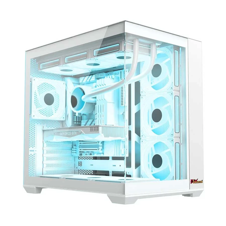 PC Power Iceberg Stealth Mid Tower White ATX Gaming Desktop Casing #PP-GS605 WH
