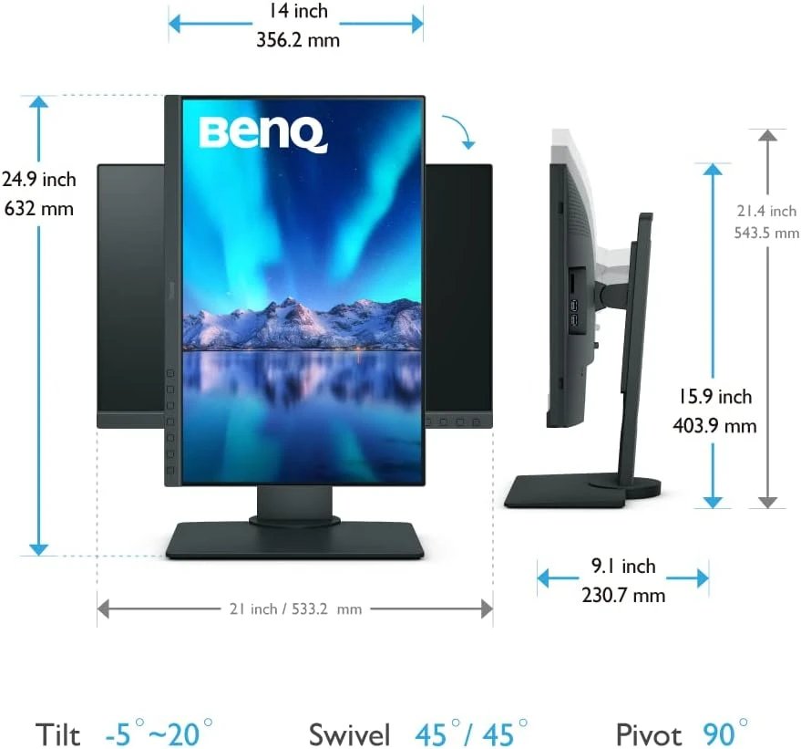 BenQ SW240 PhotoVue 24 inch WUXGA IPS DVI, HDMI, Displayport, USB Card Reader Monitor for Photography